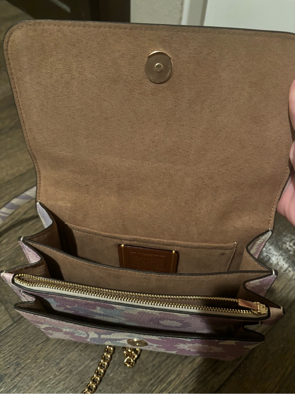 COACH Floral Leather Crossbody Bag in Pastel Lavender and Cream - Picture 4 of 6